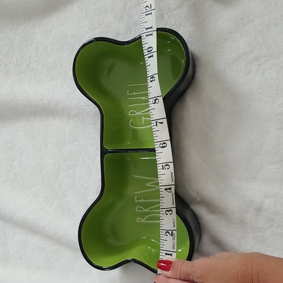 Rae Dunn Brew and Gruel Pet Bowl Bone shape green black - Picture 11 of 11